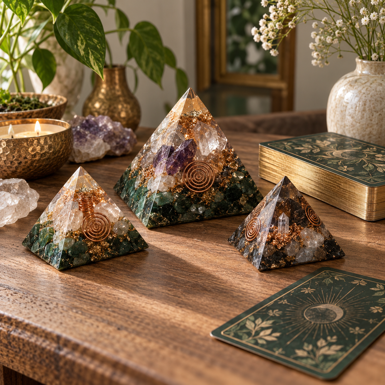 Orgonites artisanales avec pierres naturelles